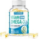 Vegan Omega-3 Algae DHA Supplements - 2000mg Algae Oil, Plant-Based Prenatal Algal DHA, 90 Carrageenan Free Softgels -Trvalo udržateľný rybí olej alternatívne podporuje mozog, srdce, oči, Spoločné zdravie