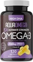 5X Ultimate Strength Omega 3 Fish Oil Supplements with EPA and DHA Omega-3 Mastné kyseliny a vitamín D, Burpless Fish Oil Omega3 with High DHA Supplements, Unflavated Omega3 Supplement, 120 Softgels