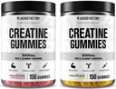 Jacked Factory Kreatín Monohydrát Gummy 5g Denná dávka (1g na Gummy) - Kreatín Gummy pre mužov a ženy, Vegan-Priatelia, Cestovanie-Priateľne, Tretia strana testované - 150 Gumies, Vodný melón a citrón