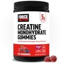 Force Factor Creatine Monohydrate Gummies, NSF Certified, 5g Dávka pre mužov a ženy na podporu svalovej hmoty, sila, zotavenie, kognitívne zdravie a pamäť, zmiešané Berry, 150 Gummies