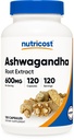 Nutricost Ashwagandha bylinný doplnok 600mg, 120 Kapsule - Vegetarián, non-GMO, bez lepku, Ashwagandha Root