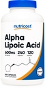 Nutricost Alpha Kyselina lipoová 600mg Per Serving, 240 Kapsule - Bezlepkové, Vegetariánske Kapsule, Soy Free & Non-GMO