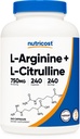 Nutricost L-Arginín L-Citrulline Complex 750mg, 240 Kapsule - Non-GMO