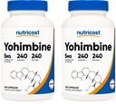 Nutricost Yohimbine HCl 5mg, 240 Kapsule (2 fľaše) - Extra sila - Gluten Free & Non-GMO