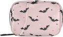 Halloween Bats Pink Pill Box 7 Day Pill Case Travel Pill Organizer Bag with Zipper Portable Weekly Vitamin Medicine Supplement Holder Pouch Bag