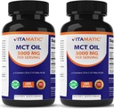 Vitamatic 2 Balenia MCT Olej Kapsule 3000 mg za obsluhu - 180 Softgels - z kokosového oleja - obsahuje 55% kyseliny kaprylovej C8 a 40% kyseliny kapricovej C10 (celkovo 360 Softgel)