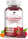 Glukozamín Chondroitín Gummies Triple Sila (1 000 mg Glukozamín,750mg Chondroitín) s MSM, Turmerica, Quercetin, Vitamín E, Joint Suplement, Antioxidant 60 Gummies Malinová príchuť