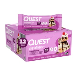 Quest Nutrition Overload Protein Bars, Sundae Funday, 20g Protein, 1g Sugar, 4g Net Carbs, Gluten Free, 12 Count
