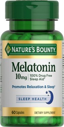 Nature's Bounty Melatonin, 100% Drug-free sleep aid, Dietary Supplement, 10 mg, 60 grófov