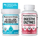 CHOICE lekára Advanced Gut Health Bundle: 60 miliárd probiotiká 30ct + Tráviace enzýmy 60ct pre trávenie, Gut, a Immune Health Podpora príležitostné zápcha, hnačka, plyn, a bloating