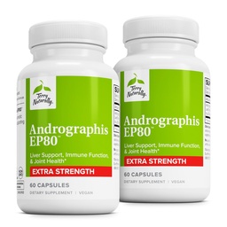Terry Prirodzene Andrographis EP80 Extra sila - Brain Health & Immune Support - Spoločná zdravotná podpora pre podporu mobility - Adaptagén Supplement for Energy & Liver Support - 60 kapsúl (Pack of 2)
