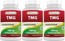 Najlepšie Naturals TMG Trimethylglycín (ako Betaine Anhydrous) 1000 mg Slúžiť - 120 Kapsule - Zdravé Homocysteín Hladiny a metylácia Podpora (120 Počet (Pack of 3))