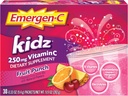 Emergen-C Kidz 250mg Deti Vitamín C prášok, kofeín bez, Imunitná podpora Nápoj Mix, ovocná Punch chuť - 30 Počet/1 Mesiac Dodávka