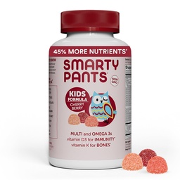 SmartyPants Kids Multivitamínové Gummy: Omega 3 Rybí olej (EPA/DHA), Vitamín D3, C, vitamín B12, B6, A, K & Zinok pre imunitnú podporu, Biotín, Hrozno, Cherry & Berry Flavors, 120 Počet (30 dní dodávky)
