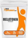 BulkSupplementments.com Melatonin Powder - Pure Melatonin, Sleep Aid for Adult for Adults - Vegan & Gluten Free, 3mg per Serving, 25g (0,88 oz) (Pack of 1)
