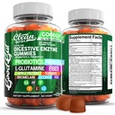 Clean Nutraceuticals Digestive Enzymes with Probiotics & Prebiotics for Digestive Health Gummies & L-Glutamine for Gut Health Bromelain Apple Pectin Inulin FOS Plant Based Vegan Gummy Vitamíny