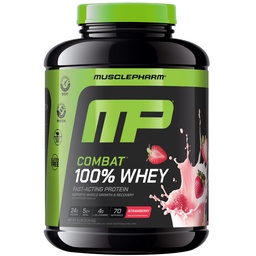 MusclePharm Combat 100% Srvátkový proteín prášok, Jahodový krém chuť, rýchle zotavenie a svalový zisk s srvátkový proteín izolát, vysoký proteínový prášok pre ženy a mužov, bez lepku, 5 lb, 70 Servisov