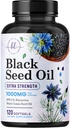 Black Seed Oil Softgels 1000mg - Premium Nigella Sativa Blackseed, Pure Natural Black Cumin Seed Oil & Antioxidant pre kožu a imunitnú podporu - Non GMO, Bottled in USA Supplement - 120 Softgels