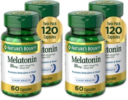 Prírodné Bounty Melatonin, podporuje relaxáciu a zdravie spánku, 10 mg, kapsuly, 60 Ct (pack of 4)