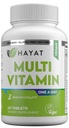 HAYAT vitamíny Vegan prírodné multivitamíny, denné vitamíny s vitamínom A, C, D, E, B1, B2, B3, B6, B12, biotín, zinok a viac, 2 mesiace dodávky, všetky prírodné, Certified Halal, 60 tabliet, vyrobené v USA