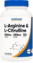 Nutricost L-Arginín L-Citrulline Complex 750mg, 120 Kapsule - Non-GMO