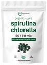 Micro Ingrediencie Organic Spirulina Chlórella Mini Tablety, 2500 Tablety (8 Mesiac dodávky) 