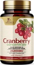 Cranberry Pills Supplement 25,000mg - Fresh Cranberry Equivalent with Vitamin C & E - Urinary Tract Health Support, Sugar Free Formula, Fruit Powder Extract - Non-GMO, Bottled in USA - 120 Kapsule