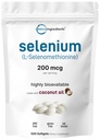 Micro Ingrediencie Selén Doplnky pre ženy a mužov 200mcg, 500 Softgels s kokosovým olejom 