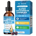 15-in-1 Lipozomálny komplex vitamínu B Pro, B komplex bez cukru kvapky s B1, B2, B3 Niacínamid, Choline, B5, B6, B7 Biotin, Inozitol, Folát, B12, Zinok, luteín, Zeaxantín, Taurín a Vit. C, 2 fl oz