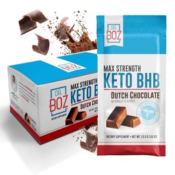 Dr. Boz - Keto BHB Powder - Holandská čokoláda, 20 Vrecká - Zvýšiť energiu a znížiť chuť do jedla - Max Strength Dietary Supplement - USA Made - 11.7oz (322g)