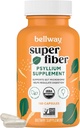 Bellway Super Fiber Kapsule - USDA Organic Psyllium Husk Kapsule - Denné Psyllium Husk Fiber Supplement od Tráviace zdravie a pravidelnosť - Plant Based, Non-GMO, Kosher - 160 Kapsule