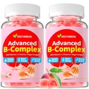 Organické Metylované vitamíny B Gummy: Prírodný komplex doplnok s B1 B2 B3 B5 B6 B7 B9 B12 Plus D3 Magnézium Ashwagandha Omega3 - Energetická podpora pre prácu dospelé ženy Muži (120Count)