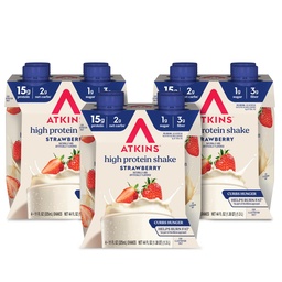 Atkins Jahodový ochutený proteín Shake, vysoký proteín, nízka glycemica, nízky cukor a nízky cukor, Keto Friendly, Gluten Free, 12 Počet