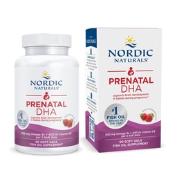 Nordic Naturals Prenatal DHA, Strawberry - 90 Soft Gels - 830 mg Omega-3 + 400 IU Vitamín D3 - Non-GMO - 45 Servírovanie