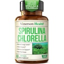 Organické kapsuly Spirulina a Chlórella - kapsuly Spirulina s Chlórella Powder od Immune, Antioxidant a Energetická podpora. Výživný Super Green. Skúšaná tretia strana. 60 Caps