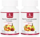 Jedna denná tableta Multivitamín pre ženy - Kompletný multiminerálny s vitamínom A, C, D, E a B-komplex, zinok a viac pre ženskú imunitu, vlasy, kožu a nechty, zažívacie + vegetariánske - 2 fľaše