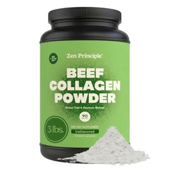 Zen Principle Grass-Fed Aglomerated Hydrolyzed Collagen Peptides 3 lb. Anti-Aging Protein Powder pre zdravé vlasy, kožu a kĺby. Paleo a Keto Friendly, GMO a Gluten Free, pasture-Raiseed Bovine.
