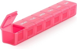 Sukuos extra veľké týždenné pilulky Organizátor, 7 Day Daily Pill Box Prípad Artritída Friendly, Hodvábna obrazovka tlačená medicína Kontajner s čistým vodom pre vitamíny, rybie oleje alebo doplnky (Pink)