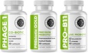 Intestinálna Fortitude Gut Health Supplement Bundle - PREbiotické zlato, PRO-B11, Phage 1 - w/Gold Kiwifruit pektín, SCFA, a 22 miliárd CFU pre Microbome Support, Gluten, Soy, & Dairy-Free Kapsule