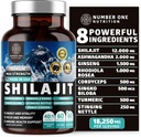 Pure Himalayan Shilajit for Women and Men [50% Fulvic Acid] Better Than Resin with Ashwagandha, Ginseng, Turmeric, Gingko Biloba, Stinging Nettle, Cordyceps to Support Energy & Imunity, 60Caps