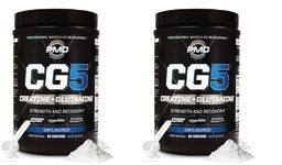 PMD Sports CG5 Premium Creatin & L Glutamín prášok, Power Recovery, Build Lean Muscle, zvýšenie výkonu cvičenia, Maximálna sila pred tréningom a po tréningu, Neochutené, 60 Servings (Stock of 2)