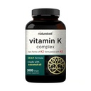 NatureBell Vitamín K Complex - 300 Softgels - Dodáva 2,600mcg Vitamín K - Full Spectrum Bone & Heart Health Suplement - Vysoká absorpcia K1 & K2 MK-4 & MK-7