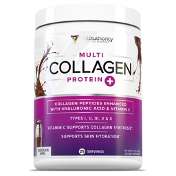 Powder Multi Collagen Peptidy pre ženy - Hydrolyzovaný čokoládový kolagén Prášok pre ženy s typmi I II III V & X Vitamín C a kyselina hyalurónová pre vlasy kože a nechtov (Cocolate) - 30 Servivné služby