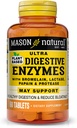 Mason Natural Plant-Based Ultra Digestive Enzymes, s Hypromelain, Laktáza a Papain, podporuje Digestion & Bloating Relief, 60 Kapsule, Balenie 3