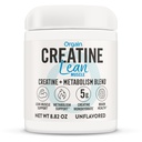 Orgain Micronized Creatin Monohydrate Lean Muscle Powder with Metabolic Blend, Unflaved, 50 Servings, Podporuje svalovú silu a zdravie mozgu, Žiadne mliečne alebo sójové, Gluten Free, Vegan