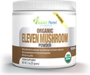 Organický 11 Mushrom Powder - USDA Certified - Lion's Mane, Reishi, Cordyceps, Maitake, Shiitake, Turkey Tail, Chaga, Zhuling, Wood Ear, Poria Cocos, Hime-Matsutake - Imunity & Energy, Bez výplne