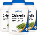 Nutricost Chlórella kapsuly (3 fľaše) 500 mg, 240 kapsúl