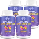 Lipozomálna Alpha Kyselina lipoová 1500 mg - s Acetyl-L-karnitín 900 mg & Ubichinol 100 mg & vitamín E 15 mg, ALA doplnok pre antioxidanty Glukóza Metabolizmus Nervová energia, 60 Softgels (4 fľaše)