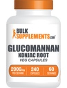 BulkSupplementments.com Glucomannan Kapsule - ako Konjac Root Extract, Glucomannan doplnky, Bylinné doplnky - bez lepku, 4 Kapsule na obsluhu, 240 Počet (Pack of 1)