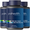 ProHealth Trans Resveratrol Plus 1000mg. Worlds Most Researched Trans-Res Supplement. Doktor formulovaný s Quercetin & BioEnhancers pre Max Potency. Laboratórium testované 98% Pure. 30 Servisné služby (3 balenia)